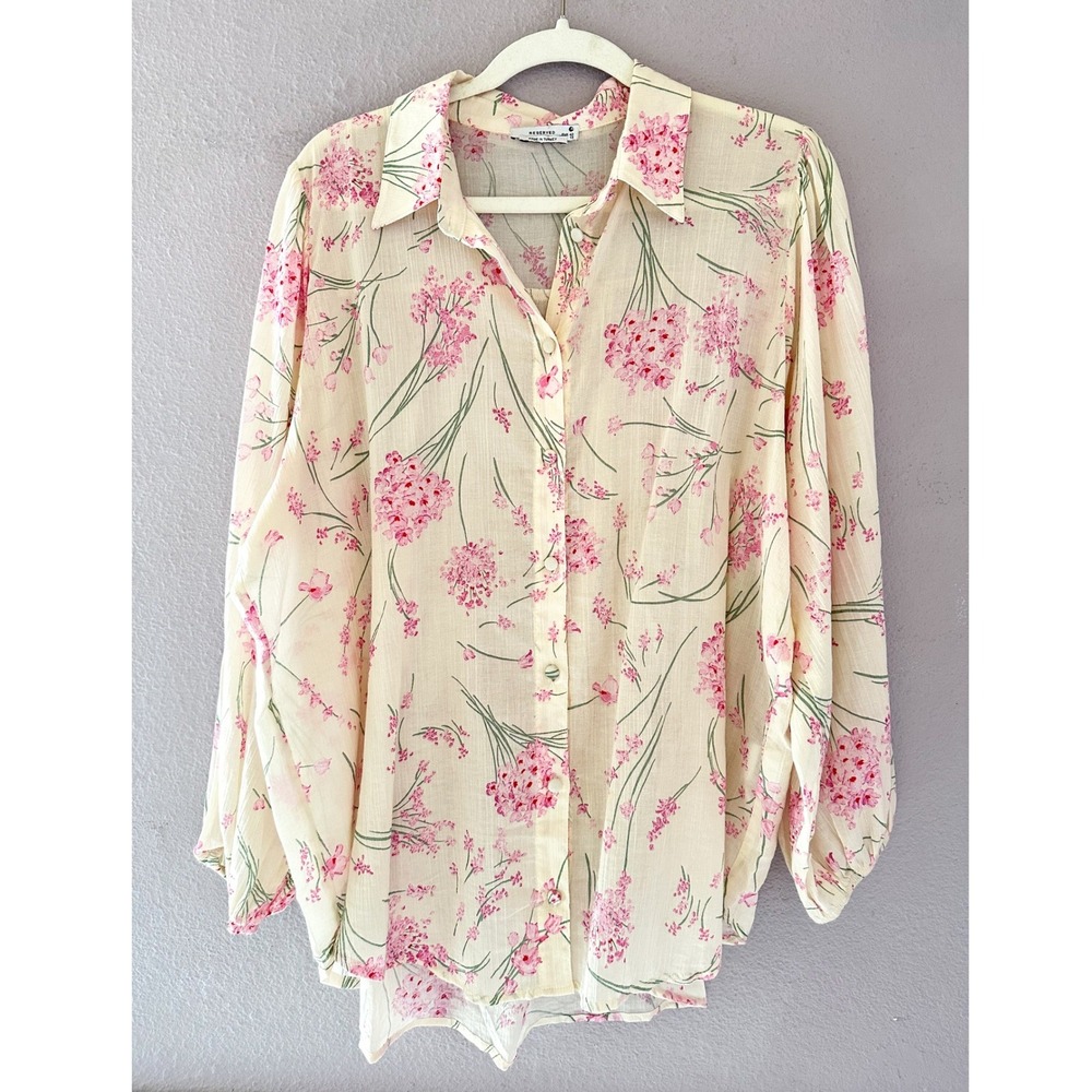Reserved Womens Floral Button Up Shirt Western Romantic Coquette‎ Size 42